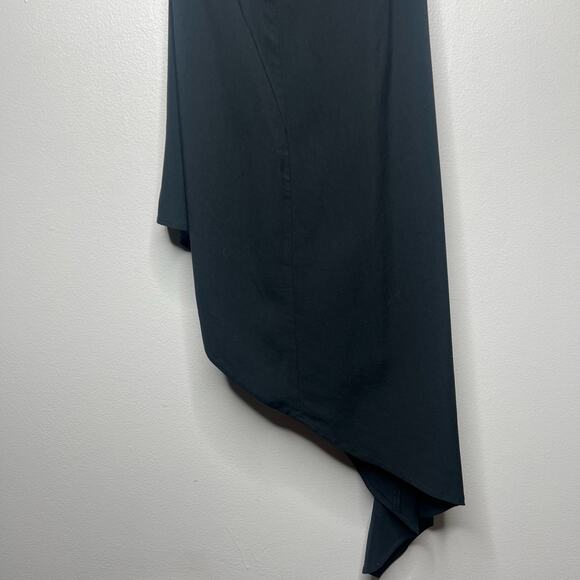 Asymmetrical Black Midi Dress Halter Sz 0 Whimsigoth Dark Fairy Grunge Y2K Witch - Picture 9 of 12